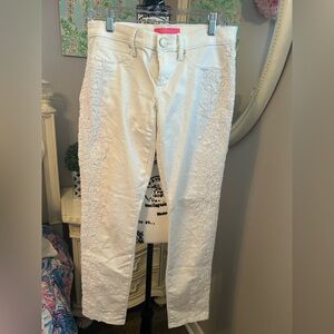 Lilly Pulitzer women’s white jeans with lace Size 4